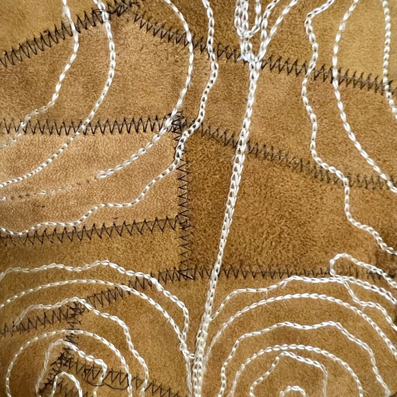 Avenue of America vintage western leather embroidered patchwork button vest #36E - Picture 5 of 5